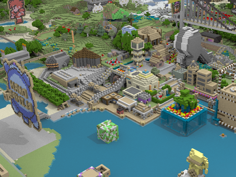 Isometric 3D screenshot of a Minecraft world.