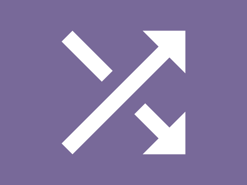 Two right-pointing arrows crossing over one another on a purple background.