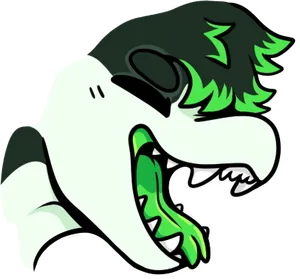 Side profile of Ash's head with an open mouth, showing the sharp teeth and nostil-less snout.