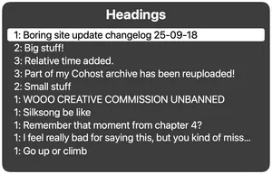 Screenshot of VoiceOver's rotor, showing multiple level 1 headings on the homepage.