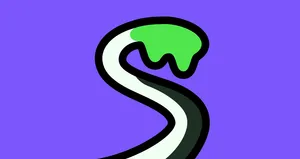 Ash's tail (white with a black strip along the top) curled into an S shape, ending with a tip of drippy green goop.